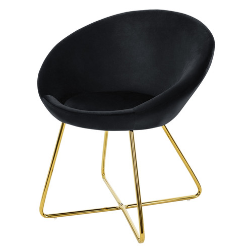 ML-Design - Chaise de salle à manger en velours avec dossier rond noir pieds en métal doré ML-Design  - Maison