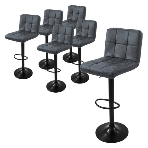 ML-Design - Lot de 6 tabourets de bar rembourrées simili anthracite chaise hauteur réglable ML-Design  - Maison