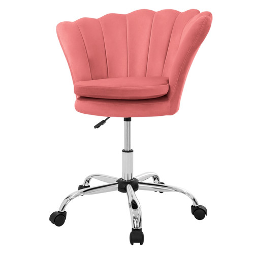 ML-Design - Fauteuil de bureau et salon à roulettes rose hauteur réglable chaise en velours ML-Design  - Chaise salon design