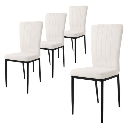 ML-Design - Set de 4 chaises de salle à manger Chaise de cuisine Chaise rembourrée Chaise de salon Blanc velours ML-Design  - Chaises Lot de 4