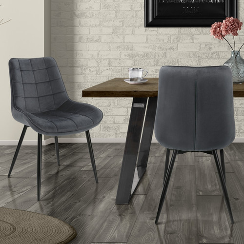 ML-Design - Chaise de salle à manger 2 pièces Anthracite Housse en velours avec pieds en métal, matériel de montage inclus ML-Design - Chaise salle manger confortable