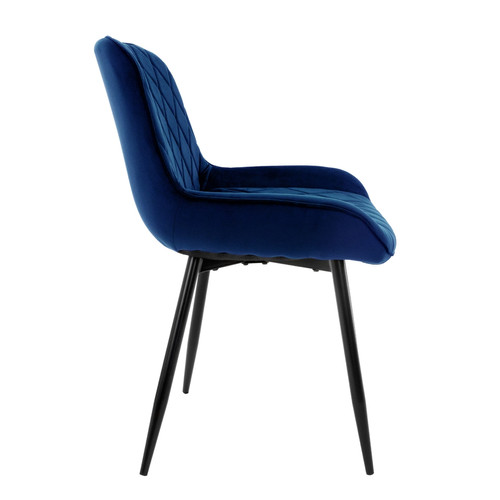 ML-Design Chaise de salle à manger Lot de 2 bleu foncé en velours et acier incl. dossier et accoudoirs ML-Design