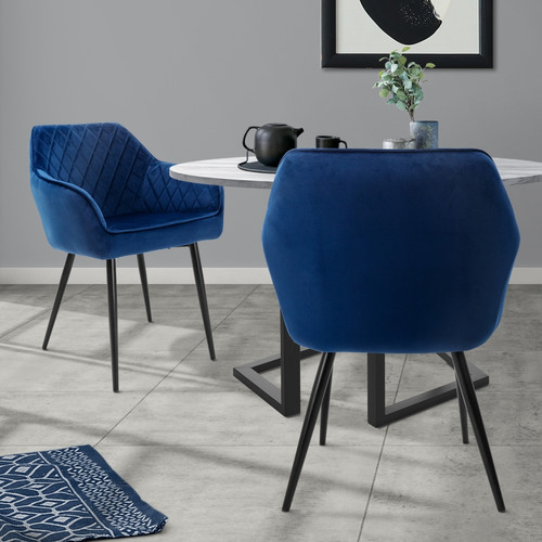 ML-Design - Chaise de salle à manger, lot de 2, bleu foncé, revêtement velours, pieds métalliques, matériel de montage inclus ML-Design ML-Design  - Fauteuil salon pied metal