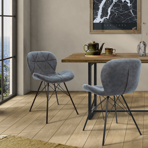 ML-Design - Chaise de salle à manger set de 2 pièces anthracite revêtement en similicuir avec pieds en métal, matériel de montage inclus ML-Design ML-Design  - Chaise écolier Chaises