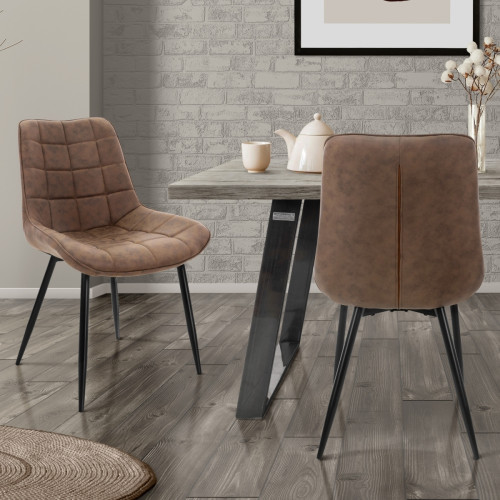 ML-Design - Chaise de salle à manger set de 2 pièces en similicuir marron avec pieds en métal, matériel de montage inclus ML-Design - Chaise salle manger confortable
