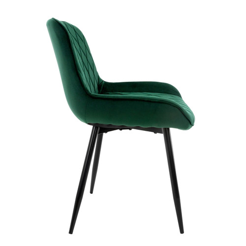 ML-Design Chaise de salle à manger set de 2 pièces vert foncé en velours et acier incl. dossier et accoudoirs ML-Design