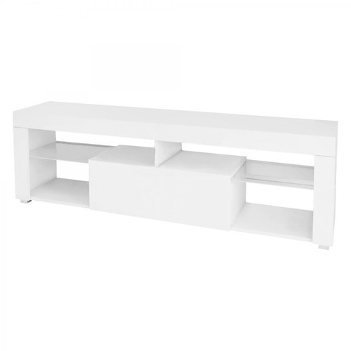 ML-Design - ML-Design TV lowboard blanc, 120x51x35 cm, en panneau de particules MDF ML-Design  - Poignees bois