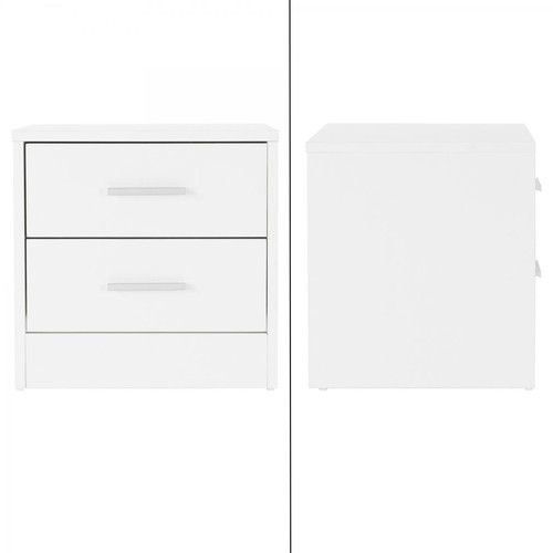 ML-Design Set de 2 tables de chevet 2 tiroirs armoire de nuit chambre à coucher blanc