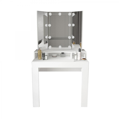 ML-Design - Table de toilette ML-Design avec éclairage LED, blanc, 89,5x155x43,5 cm, en panneau de particules MDF ML-Design  - Coiffeuse enfant bois