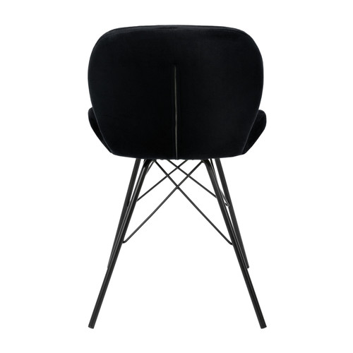 Chaises Lot 4 chaises salle à manger salon noir en velours pieds métalliques noir 120 kg