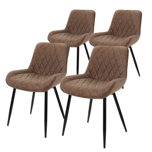 ML-Design - Lot de 4 chaises salle à manger cuisine marron simili PU pieds acier noir 120 kg ML-Design  - Fauteuil design en metal