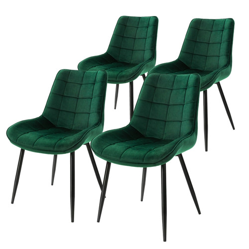 ML-Design - Lot de 4 chaises salle à manger en vert foncé velours pieds acier noir 120 kg ML-Design  - Fauteuil chambre