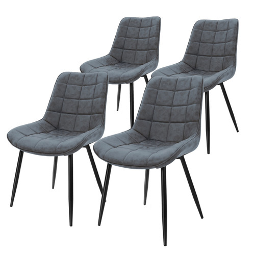 ML-Design - Lot de 4 chaises salle à manger salon anthracite simili PU pieds en acier noir ML-Design  - Fauteuil design en metal