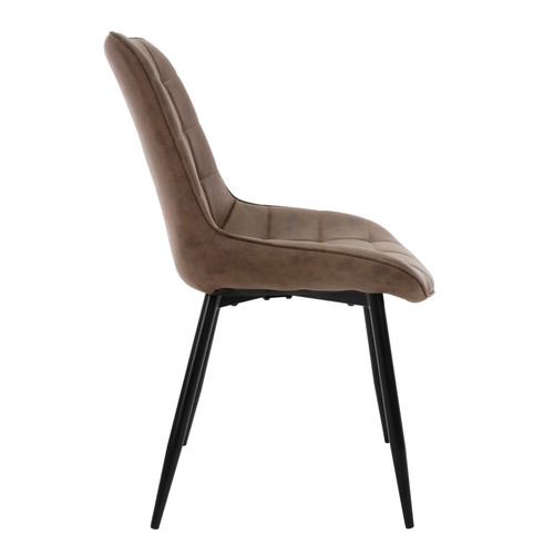 ML-Design Lot de 4 chaises salle à manger salon marron simili PU pieds en acier noir 120kg
