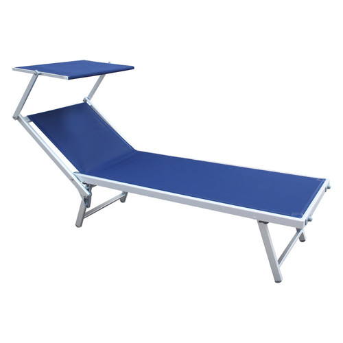 Mobili Rebecca - Chaise longue Bleu Aluminium Textilène Balcon Plage 38x186x61 Mobili Rebecca - Salon de jardin paiement en plusieurs fois