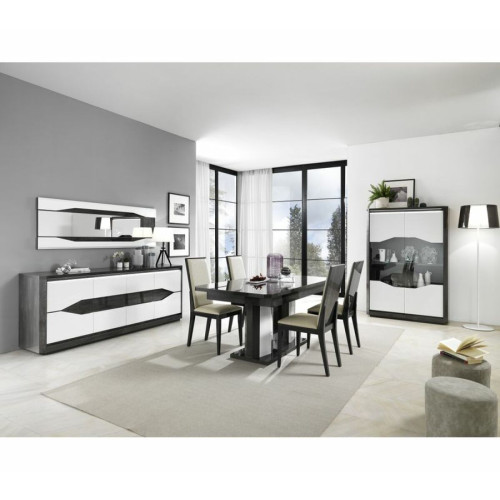 Modern Living -Table L.190/230 + allonge MATERA Blanc/imitation chêne gris Modern Living  - Tables à manger Non pliante
