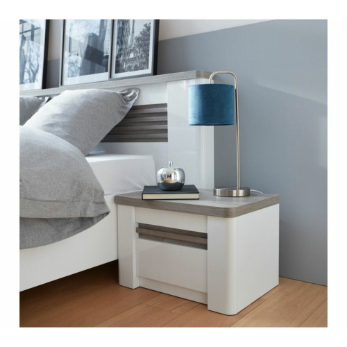Modern Living - Chevet VERTIGO blanc et imitation chêne gris - Chevet Design