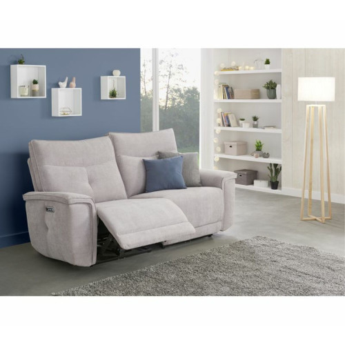 Modern Living - Canapé relax 3 places 3 moteurs ADAM tissu gris beige Modern Living  - Canapés 3 places