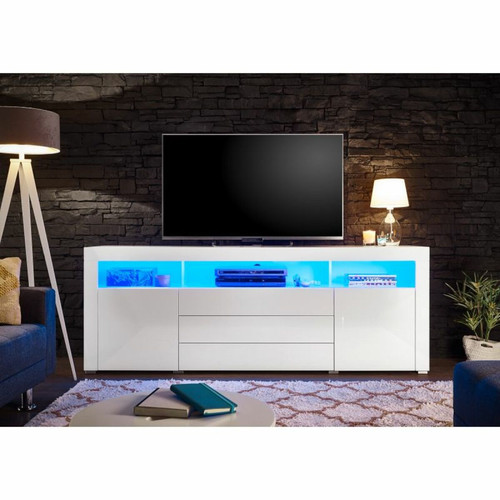 Modern Living - Meuble TV L.180 CM MODERN LIVING blanc brillant Goal - Meubles TV, Hi-Fi