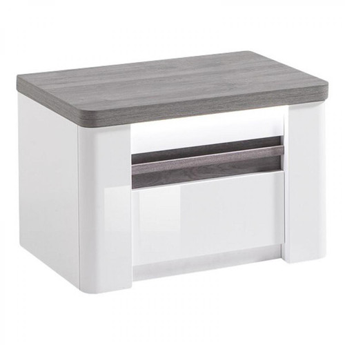 Modern Living - Chevet VERTIGO blanc et imitation chêne gris - Table de chevet Chevet