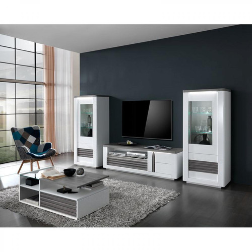 Modern Living Meuble TV L170 cm VERTIGO blanc/chêne gris