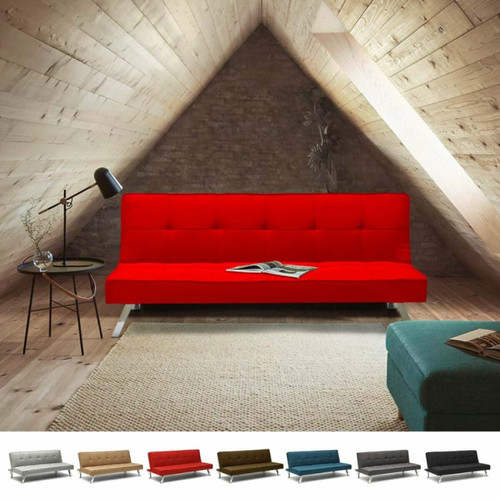 Salons complets Modus Sofà Canapé Clic Clac Convertible en tissu 2 places design moderne Gemma, Couleur: Rouge