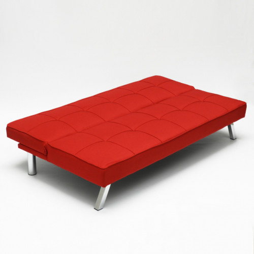 Salons complets Canapé Clic Clac Convertible en tissu 2 places design moderne Gemma, Couleur: Rouge