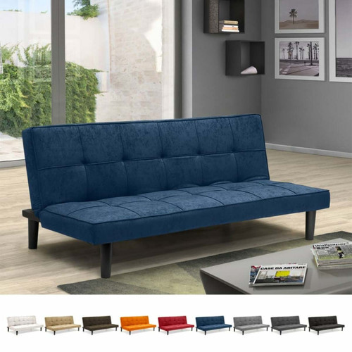Salons complets Modus Sofà Canapé Convertible Design en tissu 2 Places pour maison et bureau Giada, Couleur: Bleu