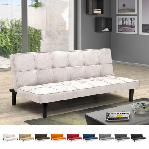 Modus Sofà - Canapé Convertible Design en tissu 2 Places pour maison et bureau Giada, Couleur: Blanc - Salons complets