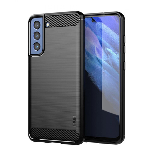 Coque, étui smartphone Mofi Coque en TPU Conception en fibre de carbone brossée bien protégée Flexible noir pour votre Samsung Galaxy S21 FE