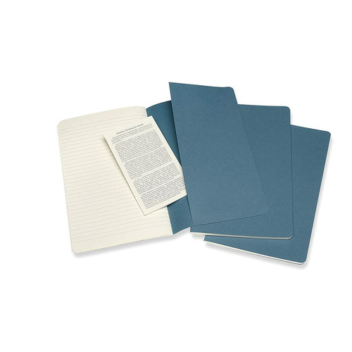 Moleskine Cahier ligne grand format brisk bleu set de 3