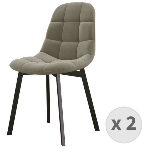 Moloo - STELLIA-Chaise en Velours Taupe et métal noir (x2) Moloo  - Chaise Starck Chaises