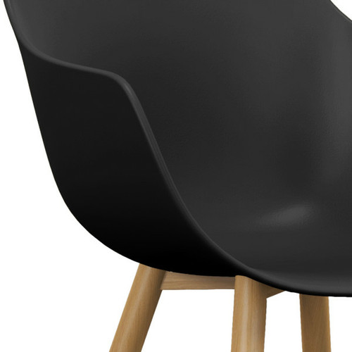 Chaises YANICE-Chaise Coque Noire, pieds métal chêne (x2)