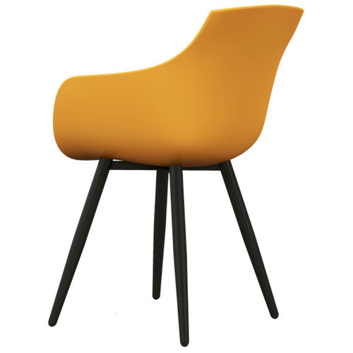 Moloo - YANICE-Chaise Coque Moutarde, pieds métal noir (x4) Moloo  - Chaise coque