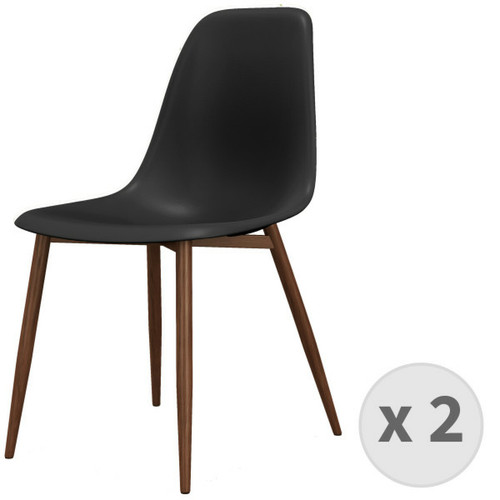 Chaises Moloo ESTER-Chaise Coque Noire et métal noyer (x2)