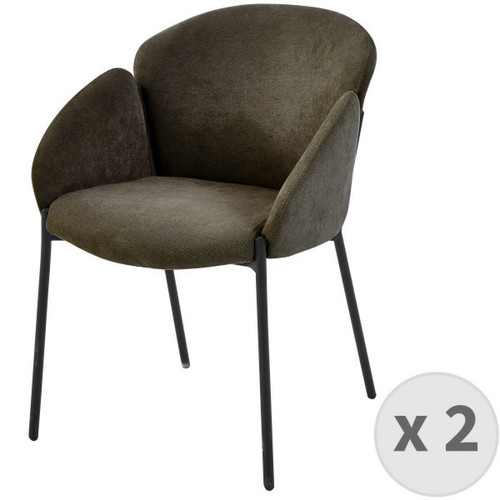 Chaises Moloo CANDICE-Chaise en tissu chevrons Taupe et pieds métal noir (x2)