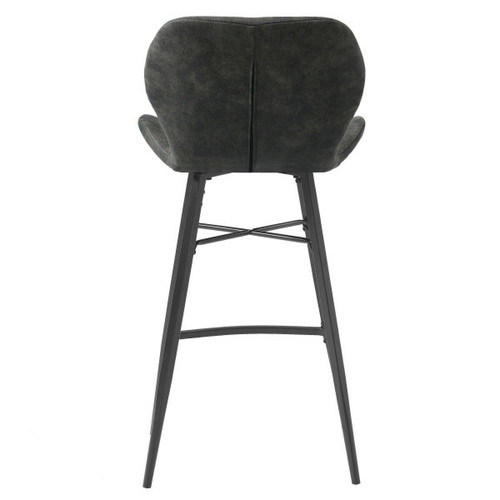 Moloo ARIZONA - Chaise de bar industrielle microfibre vintage marron foncé pieds métal noir (x2)