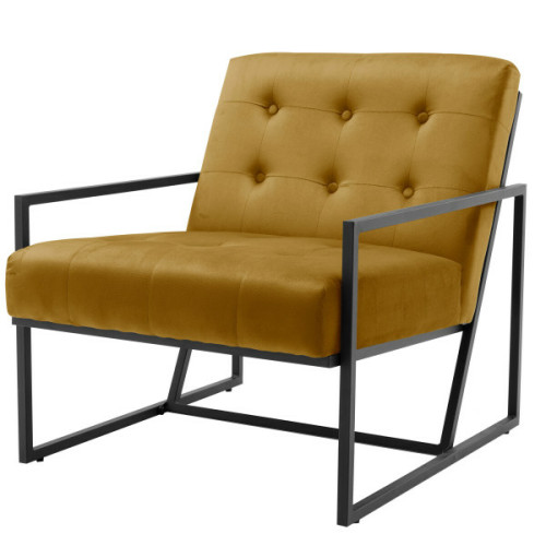 Moloo - GREG - Fauteuil lounge velours Moutarde et métal noir Moloo  - fauteuil butterfly Fauteuils