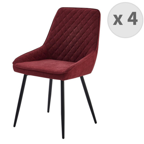 Moloo - GRACE - Chaise en tissu chevrons Bordeaux et pieds métal noir (x4) - Maison Bordeaux