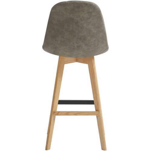 Moloo OWEN OAK - Chaise de bar vintage microfibre marron clair pieds chêne(x2)