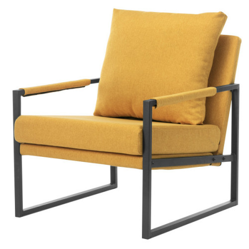 Moloo - SCOTT - Fauteuil lounge en tissu Moutarde et métal noir Moloo  - fauteuil art déco Fauteuils