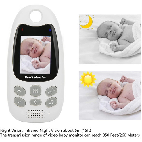 MONMECD BabyPhone Vidéo Sans Fil Multifonctions-sans Fil-VOX-Ecran 2.0 LCD-Caméra Bidirectionnel - Vision Nocturne-Berceuses