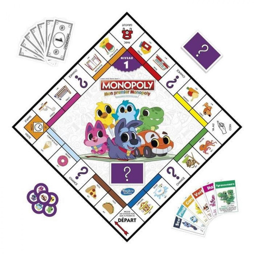 Monopoly - MONOPOLY - Découverte - Jeu de plateau pour enfants, des 4 ans, plateau réversible, outils pédagogiques pour jouer en famill - Monopoly
