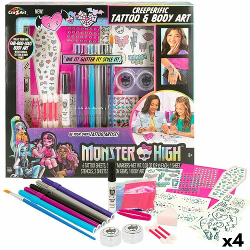 Monster High - Studio de mode Monster High Creeperific Tatouages Temporaires 4 Unités Monster High  - Cadeau pour bébé - 1 an Jeux & Jouets