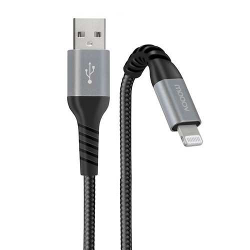 Autres accessoires smartphone Mooov Câble MFI / USB-A renforcé Ultimate pour iPhone iPad 2 m - noir