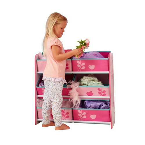 Moose Toys - WORLDS APPART Meuble de Rangement Enfant - 6 bacs HelloHome Fleurs et Oiseaux - Rose Moose Toys  - Commode Sans tiroir