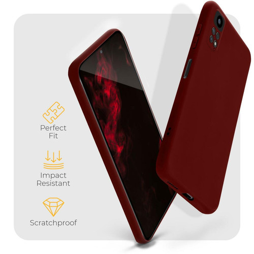 Coque, étui smartphone Moozy Minimalist Series Coque en Silicone pour Xiaomi Redmi Note 11 Pro 5G et 4G, Vin Rouge - Finition Mate, Housse de Protection légère en TPU Souple et Mince avec Surface mate