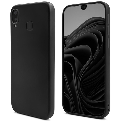 Coque, étui smartphone Moozy Moozy Lifestyle. Coque conçue pour Samsung A20e, noire – Coque en silicone liquide avec finition mate et doublure en microfibre douce.