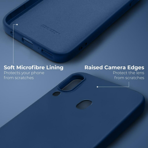 Moozy Moozy Lifestyle. Coque conçue pour Samsung A20e, bleu nuit – Coque en silicone liquide avec finition mate et doublure en microfibre douce.