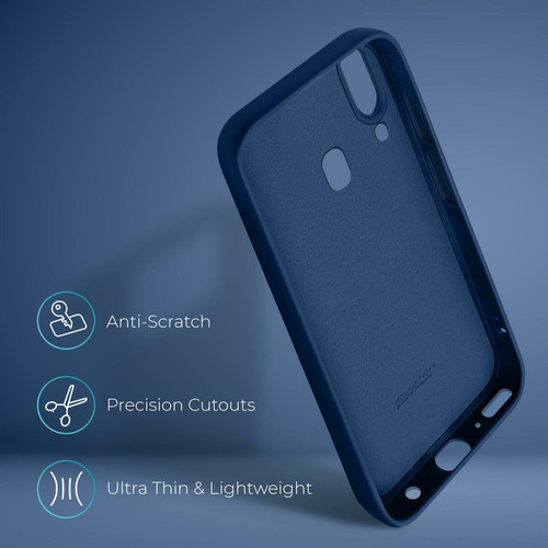 Coque, étui smartphone Moozy Lifestyle. Coque conçue pour Samsung A20e, bleu nuit – Coque en silicone liquide avec finition mate et doublure en microfibre douce.